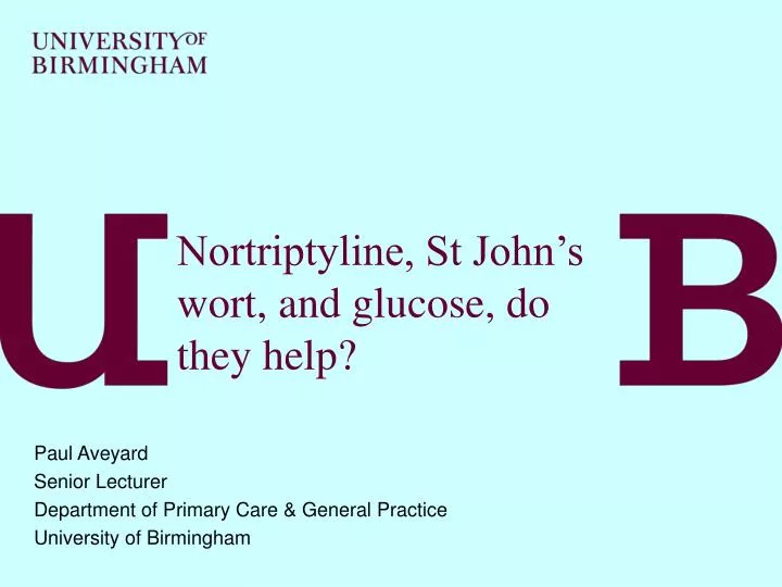 nortriptyline st john s wort and glucose do they help