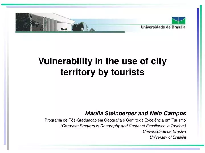 vulnerability in the use of city territory by tourists