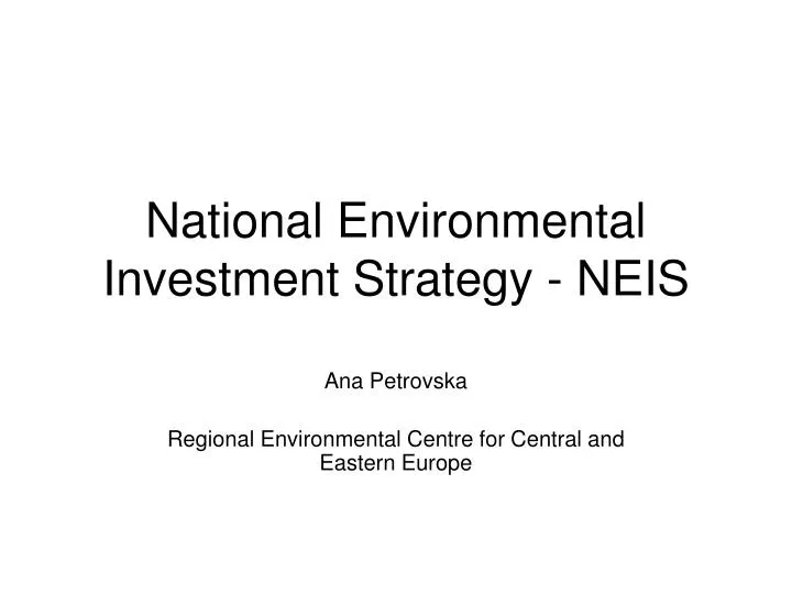 national environmental investment strategy neis