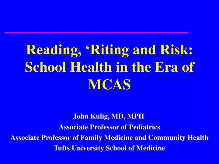 reading riting and risk school health in the era of mcas