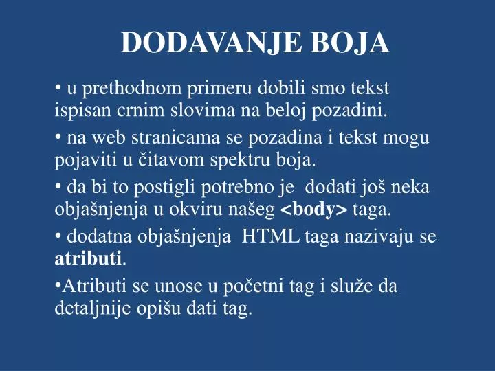 dodavanje boja