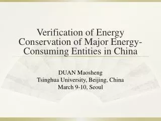 Verification of Energy Conservation of Major Energy-Consuming Entities in China