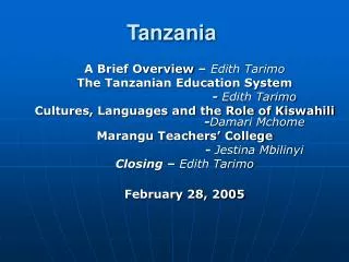 Ppt Tanzania Powerpoint Presentation Free Download Id