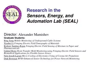 Research in the Sensors, Energy, and Automation Lab (SEAL)