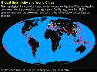 Global Seismicity and World Cities