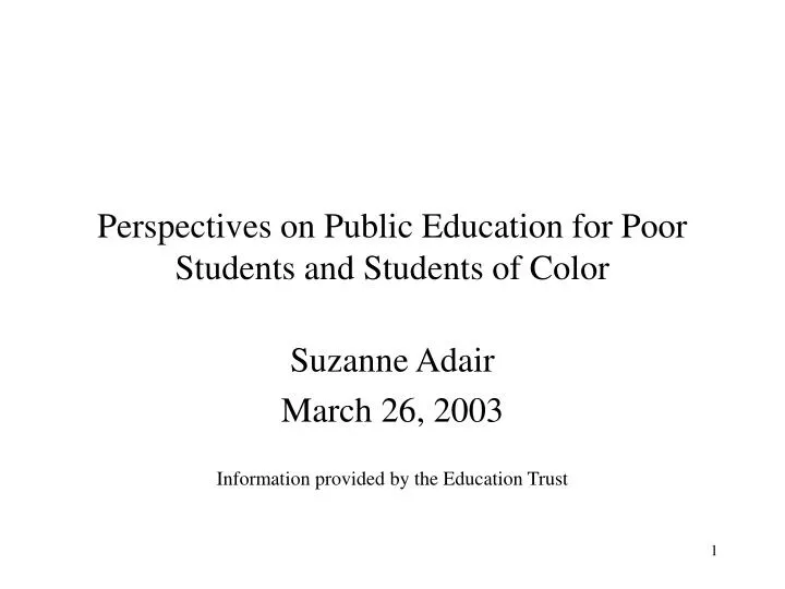 perspectives on public education for poor students and students of color