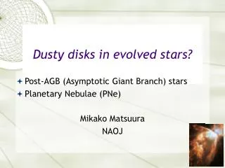 Dusty disks in evolved stars?