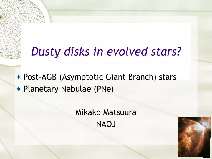 dusty disks in evolved stars