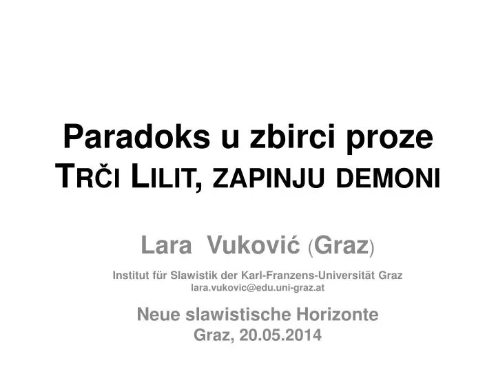 paradoks u zbirci proze tr i lilit z apinju d emoni