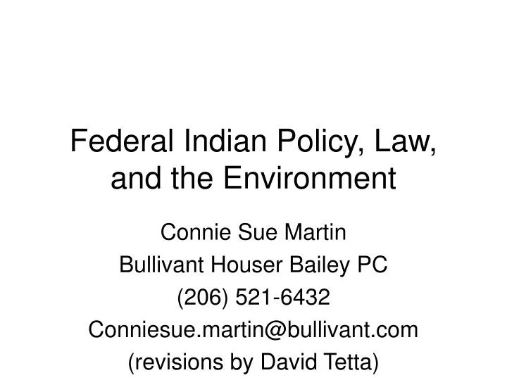 federal indian policy law and the environment