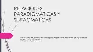 relaciones paradigmaticas y sintagmaticas