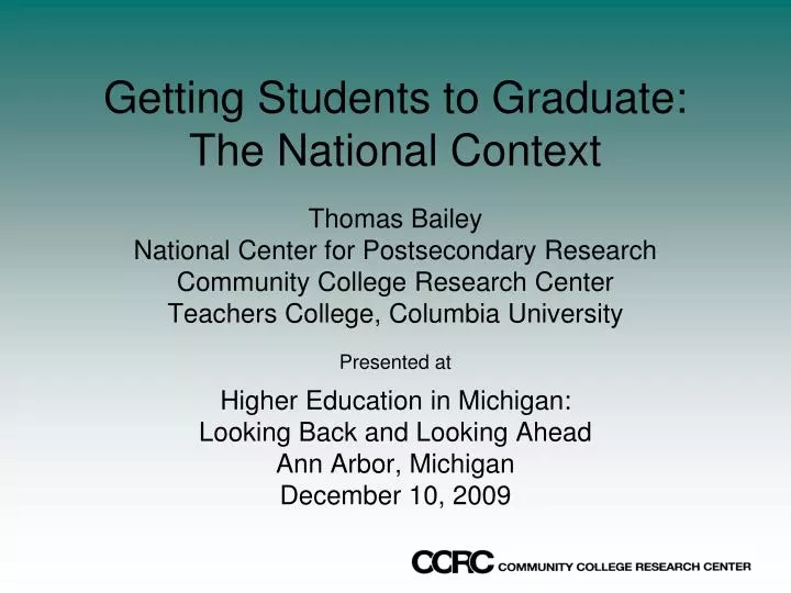 getting students to graduate the national context