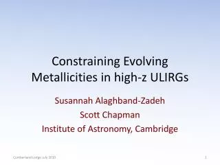 Constraining Evolving Metallicities in high-z ULIRGs