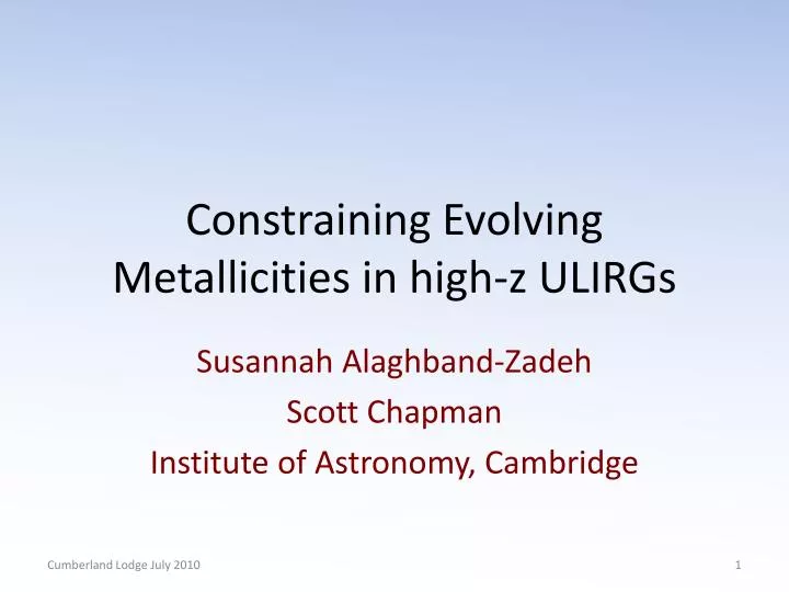 constraining evolving metallicities in high z ulirgs