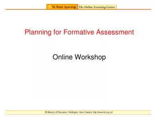 Planning for Formative Assessment Online Workshop