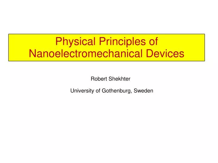 physical principles of nanoelectromechanical devices