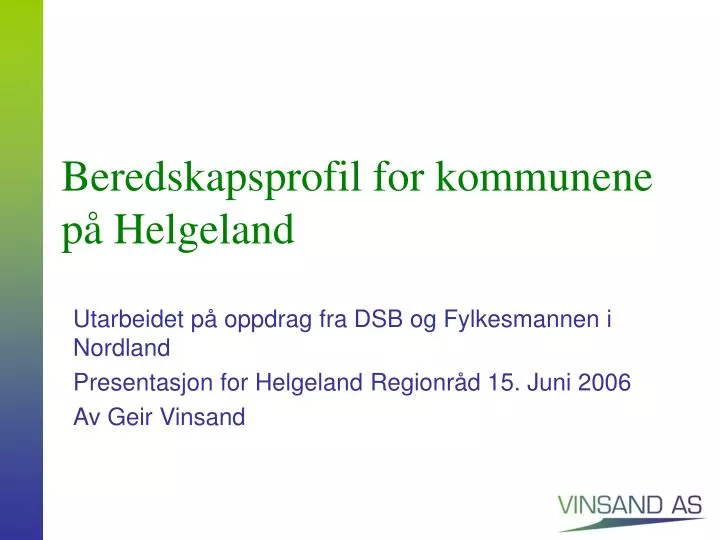 beredskapsprofil for kommunene p helgeland