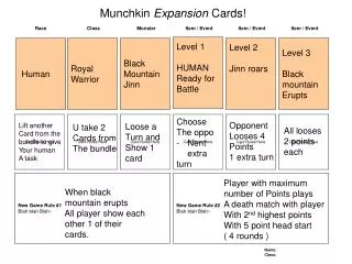 Munchkin Expansion Cards!