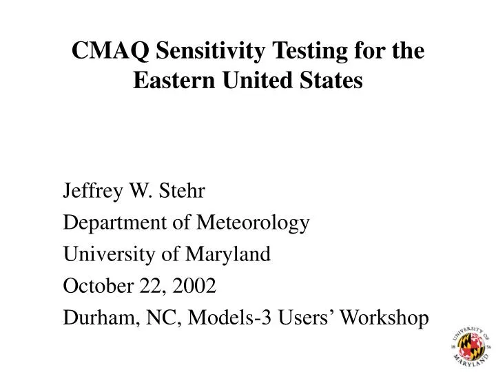 cmaq sensitivity testing for the eastern united states