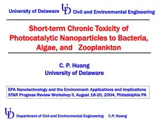 Short-term Chronic Toxicity of Photocatalytic Nanoparticles to Bacteria, Algae, and Zooplankton