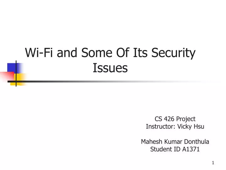 wi fi and some of its security issues