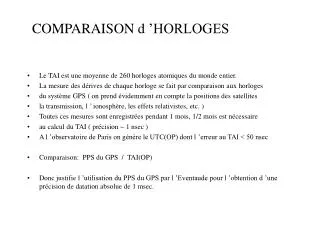comparaison d horloges