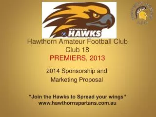 Hawthorn Amateur Football Club Club 18 PREMIERS, 2013