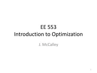 EE 553 Introduction to Optimization