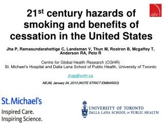 21 st century hazards of smoking and benefits of cessation in the United States