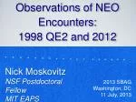 Ground-Based Observations of NEO Encounters: 1998 QE2 and 2012 DA14 - slide 1