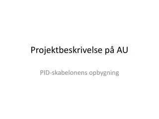 projektbeskrivelse p au