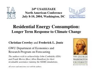 Residential Energy Consumption: Longer Term Response to Climate Change