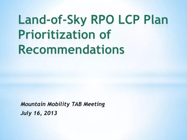 land of sky rpo lcp plan prioritization of recommendations