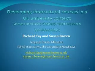 Richard Fay and Susan Brown Language Teacher Education