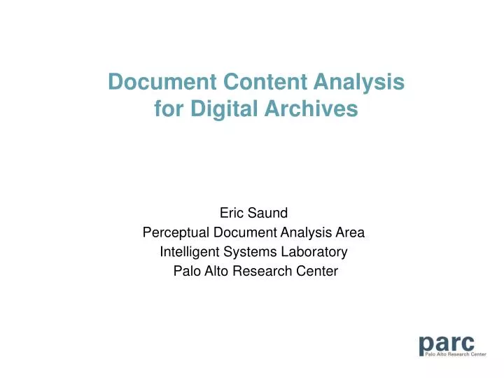 document content analysis for digital archives