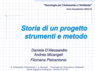 storia di un progetto strumenti e metodo