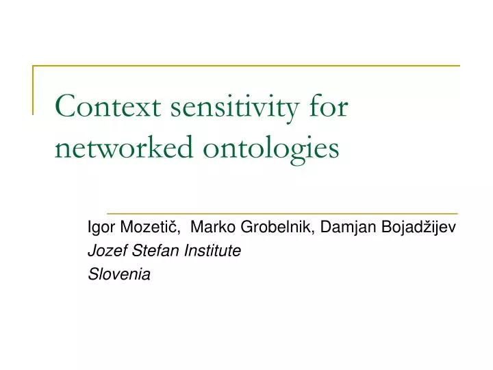 context sensitivity for networked ontologies