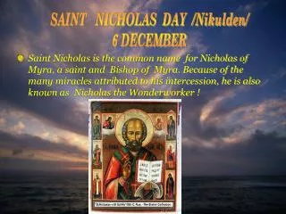SAINT NICHOLAS DAY /Nikulden/ 6 DECEMBER