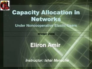 Capacity Allocation in Networks