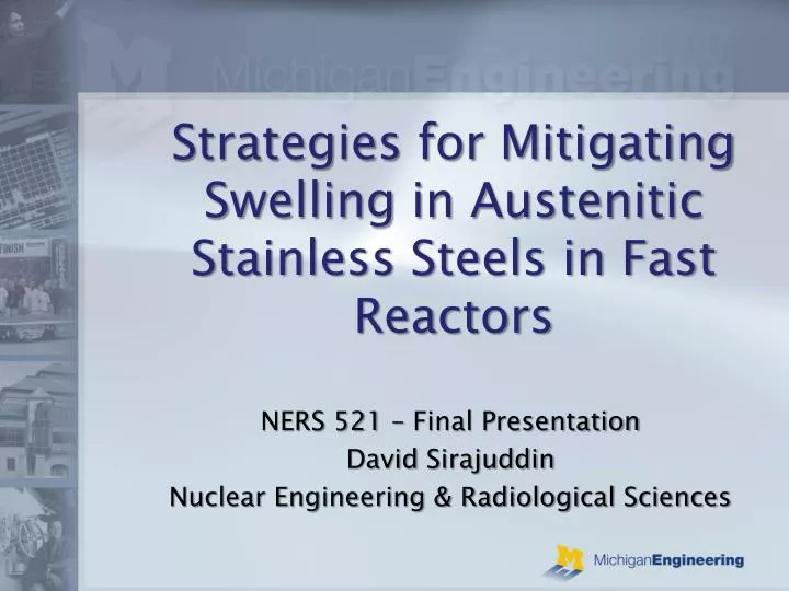strategies for mitigating swelling in austenitic stainless steels in fast reactors
