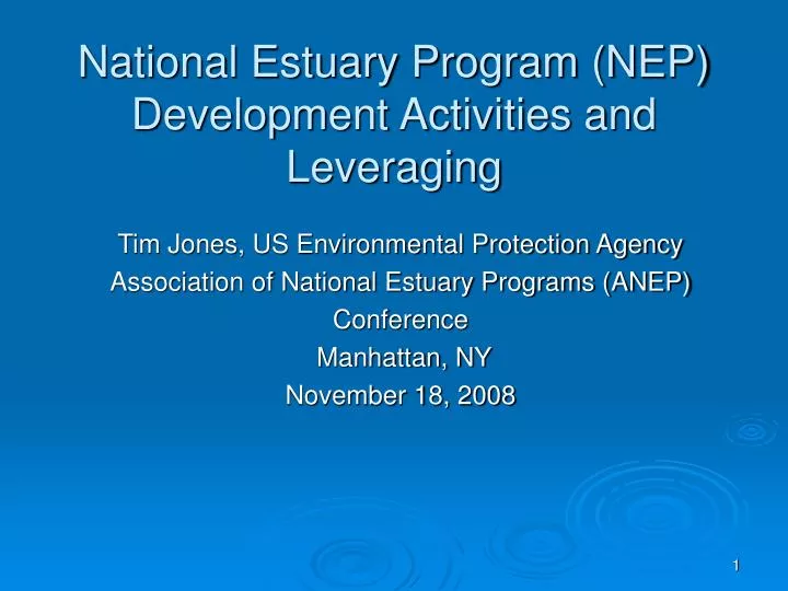 national estuary program nep development activities and leveraging