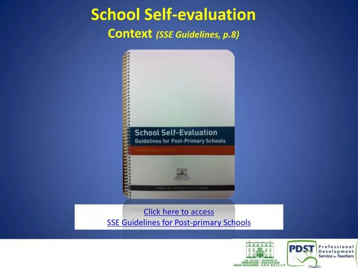school self evaluation context sse guidelines p 8