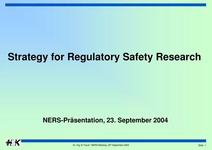 strategy for regulatory safety research