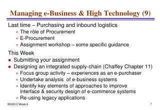 Managing e-Business &amp; High Technology (9)