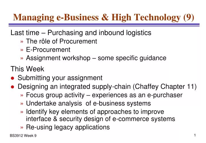 managing e business high technology 9