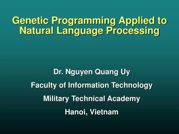 genetic programming applied to natural language processing