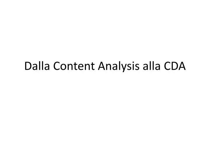 dalla content analysis alla cda