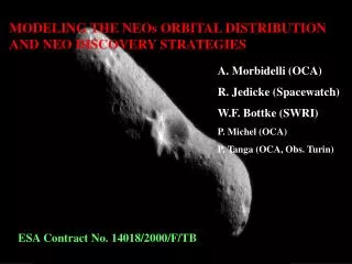 MODELING THE NEOs ORBITAL DISTRIBUTION AND NEO DISCOVERY STRATEGIES