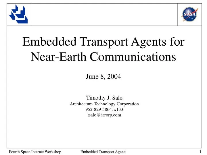 embedded transport agents for near earth communications june 8 2004