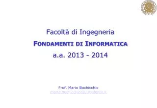 facolt di ingegneria fondamenti di informatica a a 2013 2014